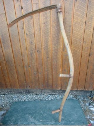 Vintage Antique 58 " Long Scythe Hay Grain Sickle Farm Tool Blade Is 25 " Long