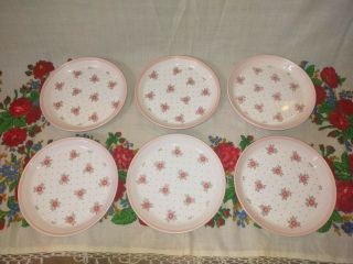 Vintage Hornsea Pottery ‘passion’ Pink Flowers 6 X Salad Plates Vgc