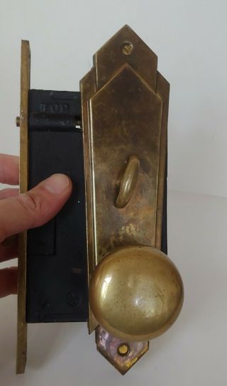 Art Deco Corbin Entry Door Mortise Lock Set W Door Plates & Knobs Solid Brass