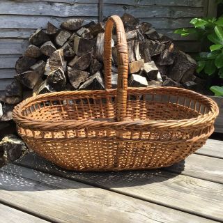 Old Vintage Traditional Large 22.  5” Long Flower Fruit Veg Trug Wicker Basket