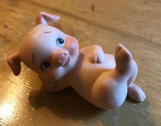 Vintage Porcelain Lefton Pig Figurine Leaning On One Elbow Approx.  3 1/4” 02529