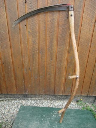 Vintage Antique 57 " Long Scythe Hay Grain Sickle Farm Tool Blade Is 26 " Long