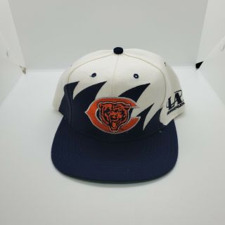 90s Vtg Chicago Bears Logo Athletic Sharktooth Snapback Hat Cap