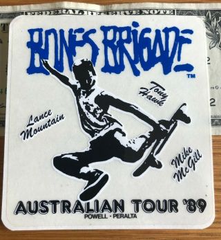 Rare Vintage Powell Peralta Bones Brigade Australian Tour 1989 Sticker