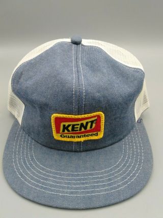 Vintage Kent Feeds Guaranteed Denim Snapback Trucker Hat Patch K - Products Usa