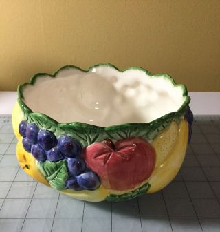 Fitz And Floyd 1989 Calypso Vintage Fruit Bowl With Fabric Fruit 3