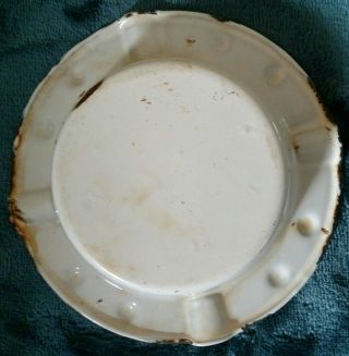Rare antique porcelain enamel ashtray 4 rests white & rusty 2