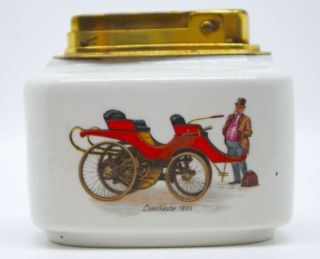 Vintage Porcelain Table Lighter Vintage Cars Pattern