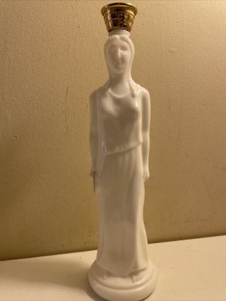 Vintage Avon White Milk Glass Bottle Grecian Lady - Empty