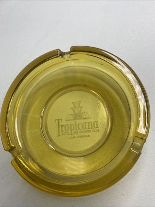 Vintage Tropicana Hotel Country Club Las Vegas Glass Ashtray Yellow Rare