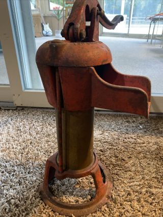 Antique Water Well Pump Vintage Cast Iron Columbiana Pump Co,  Ohio,  Red Paint