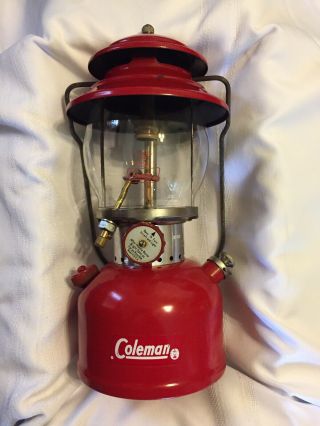 Vintage Red Coleman Lantern Sunshine Of The Night 200a - 2 - 64 With Striker