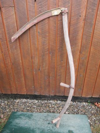 Vintage Antique 56 " Long Scythe Hay Grain Sickle Farm Tool Blade Is 24 " Long