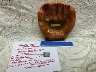 Vintage Japan 1960s Ceramic Baseball Glove Mitt Ashtray Tray Candy Dish