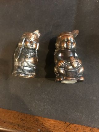 Vintage Made In Japan Native American Indian Couple Salt And Pepper Shakers