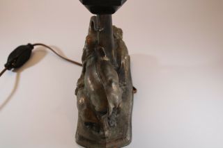 Vintage Art Deco Cast Bronze Elephant Family of 3 Lamp Great Trumpeting 3