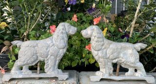 (2) Vintage Aluminum Cocker Spaniel Dog Gate Fence Topper Finial