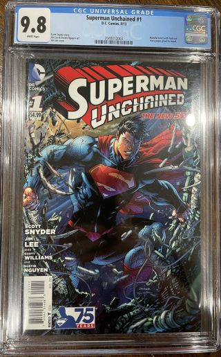 Superman Unchained 1 Cgc 9.  8 - Jim Lee Cover & Art - 2013 Justice League