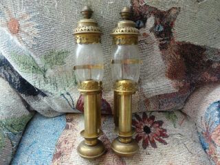 Vintage Brass Railway Train Carriage Wall Sconces