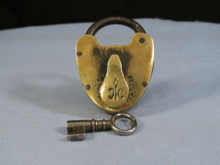British Make Hand Made Brass Antique Victorian Gate Door Padlock Lock & Key