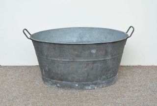 Old Galvanized Washing Bowl Bath Tub - 63 Cm