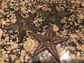 Vtg Star 8” Cast Iron 3 Architectural Salvage Anchor Plate Black Rusty
