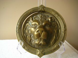 Vintage Victorian Figural Lion Head Door Knocker Solid Brass