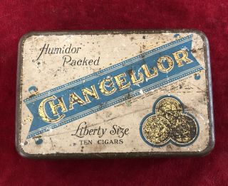 Vintage Tobacciana Chancellor American Cigar Company Advertising Tin Box