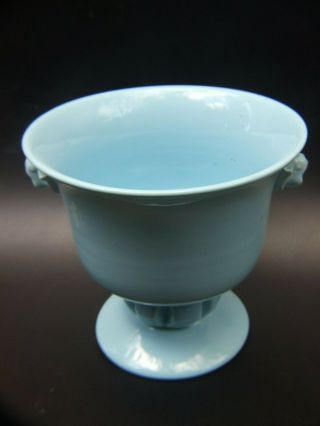 Martin Boyd Aqua Blue Glazed Pottery Urn With Cherub Handles Vintage Rare