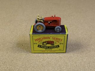 Old Vintage Lesney Matchbox 4b Massey Harris Tractor Box