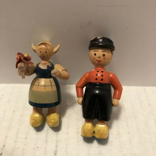 Vintage Wood Dutch Boy And Girl