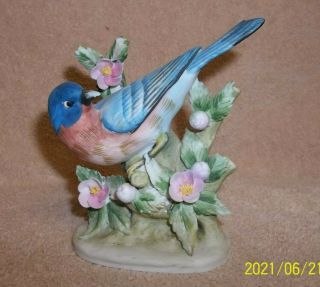 Vintage Bird Figurine - Blue Bird - Lefton Kw464 - Hand Painted - Japan