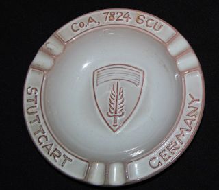 Vintage Stuttgart Germany Clay Pottery Ashtray Dish 7824 Scu Crest White Red