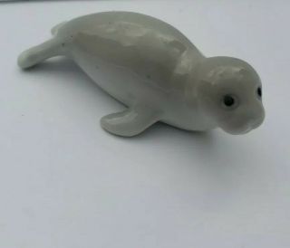 Vintage Porcelain Baby Seal Figurine Omc Japan Label