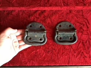 2 Old Drop Handles Curved Tool Box Trunk Industrial Pulls Rustic Vintage