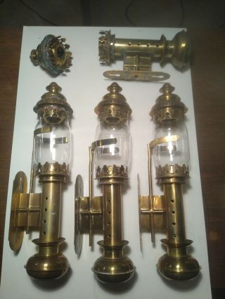 Vintage Brass Railway Train Carriage Wall Sconces Candle Holder