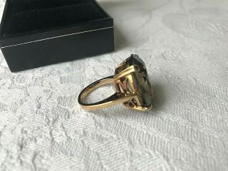 Vintage 9ct Hallmarked Gold Ring With Smoky Quartz