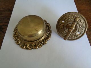 Vintage Ornate Solid Brass Hand Twist Turn Key Rotary Door Bell