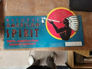 Vintage Natural American Spirit Tobacco Metal Sign Green Background