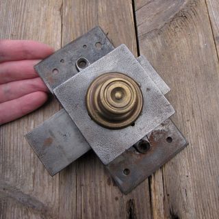Old Steel And Brass Door Latch / Bolt Cupboard Bathroom Left Or Right Hand