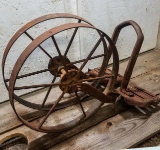 Antique Vintage Planet Jr.  Double Wheel Hoe Cultivator Plow - Parts.  Rare Cool