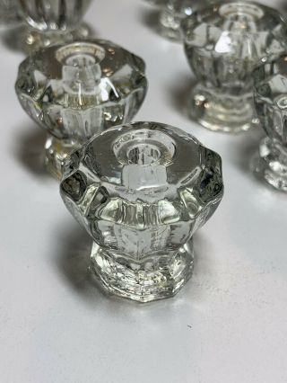 Antique Clear Glass Drawer Pulls Cabinet Knobs 10 Sided Set Of 14