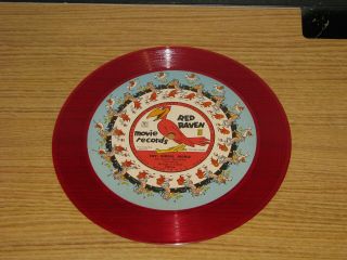 Vintage 1950s Red Raven Movie Record 78 Little Teapot Hey Diddle Translucent Red