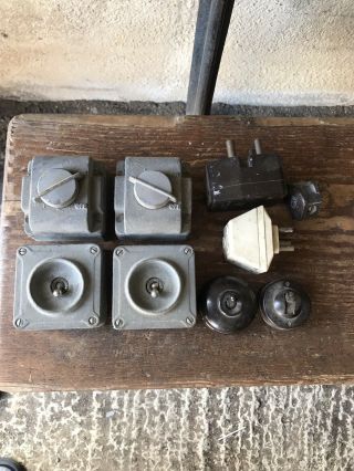 Selection Of Vintage Retro Crabtree Cast Iron Industrial Light Switches Joblot