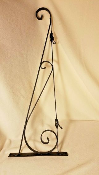 Vintage Iron Scroll Sign Hanger Bracket LARGE with 2 Hooks - Old Sign Hanger 2