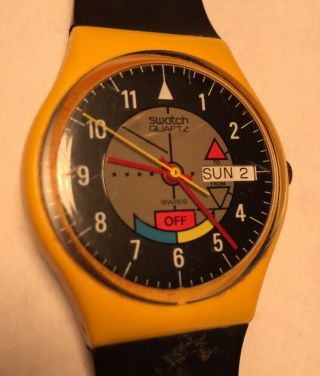 1985 Vintage Swatch Watch Gj700 Yamaha Racer Great Cond