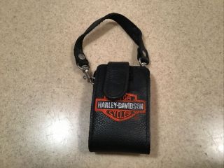 Harley Davidson Motorcycles Leather Lighter Pouch Black Belt Loop Classic Orange