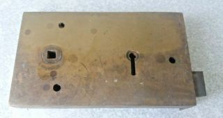 Antique / Vintage Solid Brass Antique Door Lock 6 X 3 1/2 Inch - Heavy - No Key