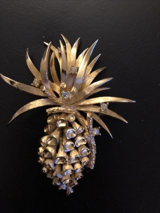 Vintage Marcel Boucher Gold Tone Pineapple Brooch Pin Signed & Numbered