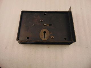 Antique Brass And Steel Rim Door Lock With Key And Keep 46 3